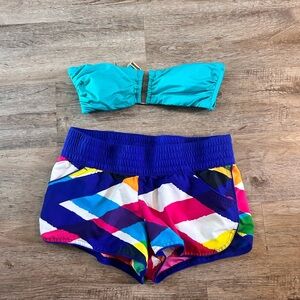 Colorful Bikini Top and Shorts Set